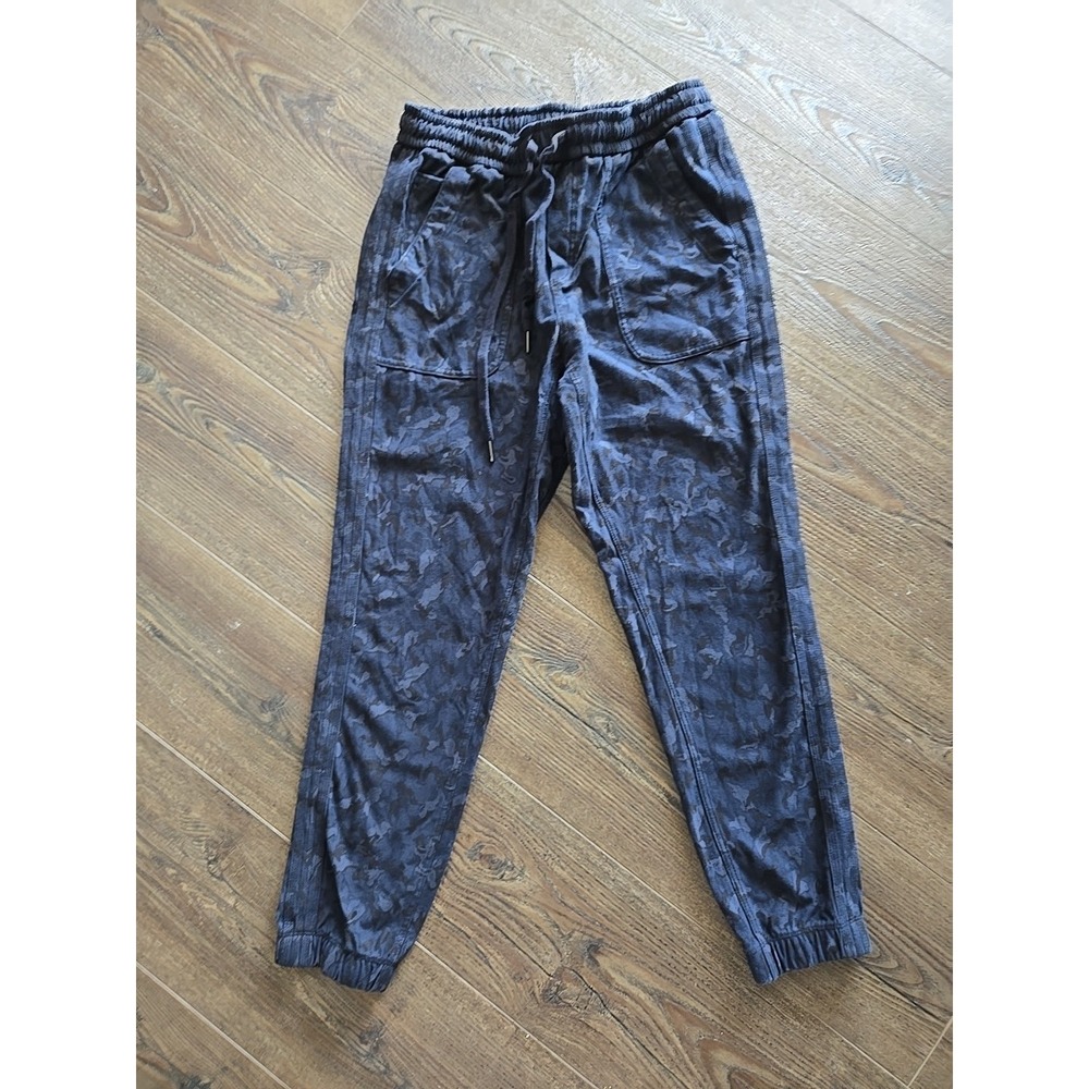 Athleta Farallon Jogger Womens 8 Blue Camo Printed Cotton Drawstring Pants
